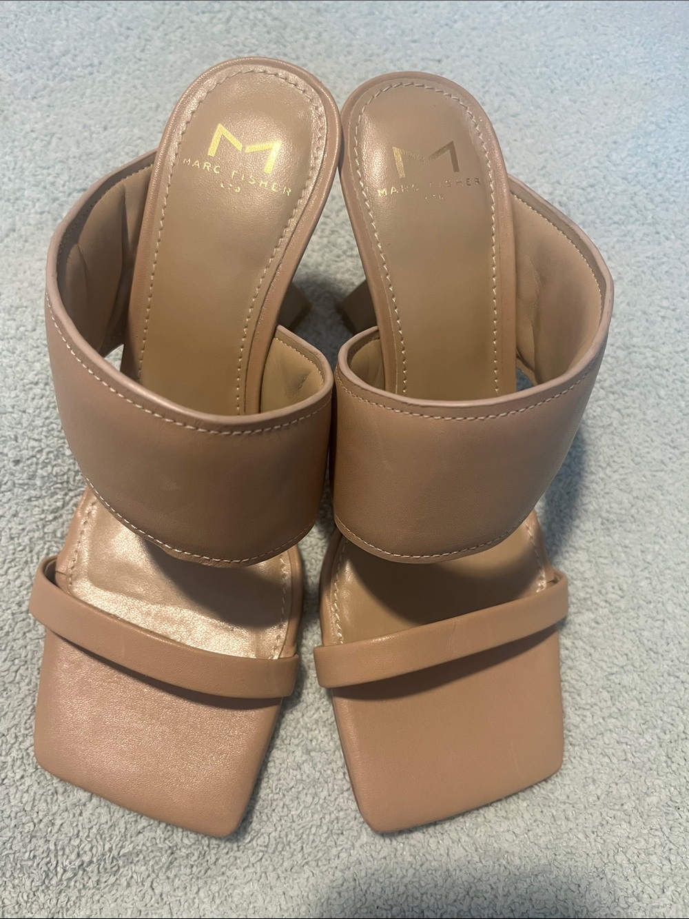 Marc Fisher Beige Wide-Band Slide Mules
